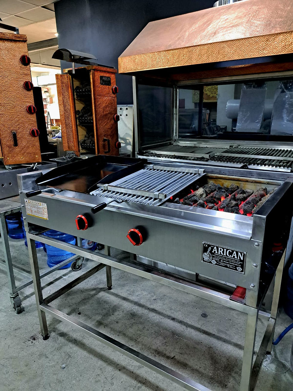 Küçük resim: Gazlı Lav Taşlı ve Kömürlü Kebap Izgarası Endüstriyel...