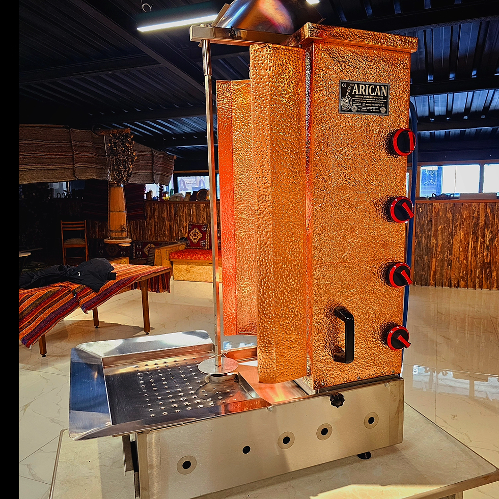 Küçük resim: Gas and Lava Stone Shawarma Machine Copper 4 Burner Bottom Motor