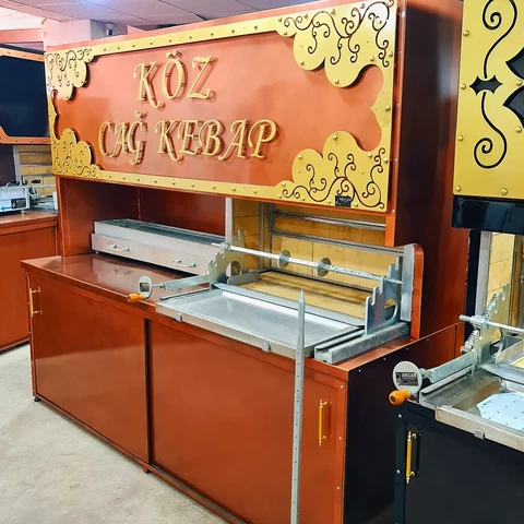 Holzbefeuerte Cağ-Kebab-Grills · Kupferoptik · 250 cm — AG-167 · 1