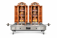Doppel-Dönergrill mit Gas und Lavasteinen · 3+3 Brenner · Kupferverkleidung — ARC LDCD004