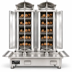 Wood & charcoal doner machine · Double · 5+5 fuel levels · Stainless steel