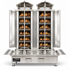 Wood & charcoal doner machine · Double · 6+6 fuel levels · Stainless steel