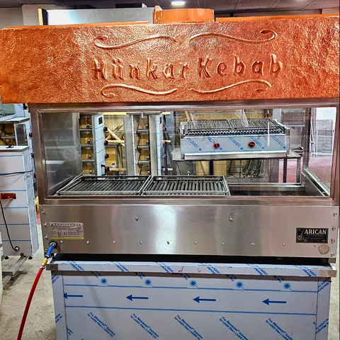 Gas & lava rock kebab grill · Copper cladding, With extraction hood, Glass-front configuration — AG-415 · 6