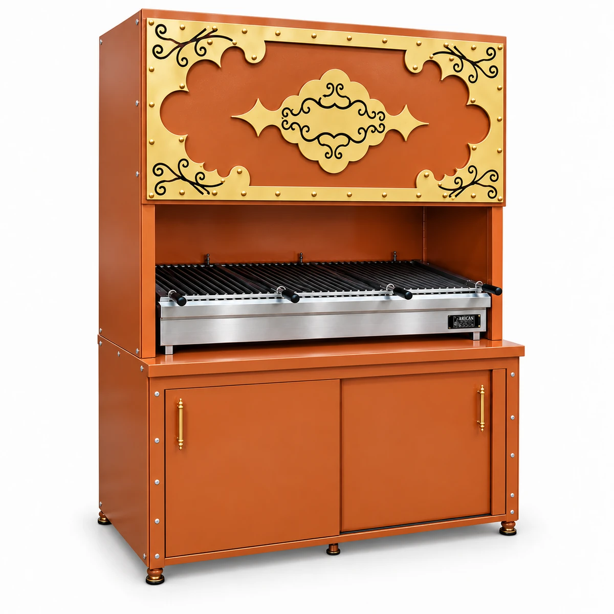 Decorative charcoal kebab grill with cabinet · 150 cm