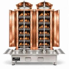 Wood & charcoal doner machine · Double · 6+6 fuel levels · Copper cladding