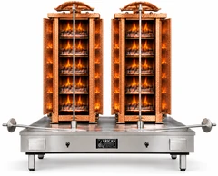 Doppel-Dönergrill mit Gas und Lavasteinen · 5+5 Brenner · Kupferverkleidung — ARC LDCD008