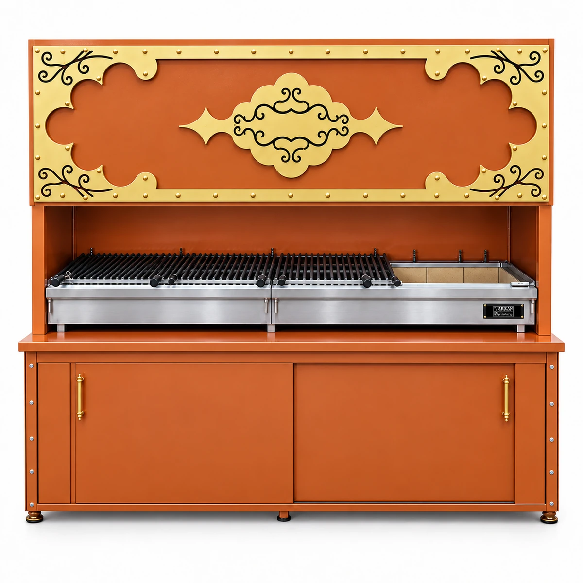 Decorative charcoal kebab grill with cabinet · 200 cm