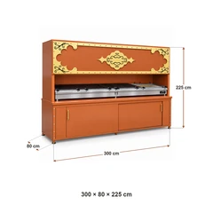 Decorative charcoal kebab grill with cabinet · 300 cm — Dimensions