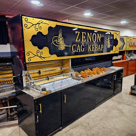 Machines à cağ kebab au bois · Métal noir · 350 cm — AG-438 · 1