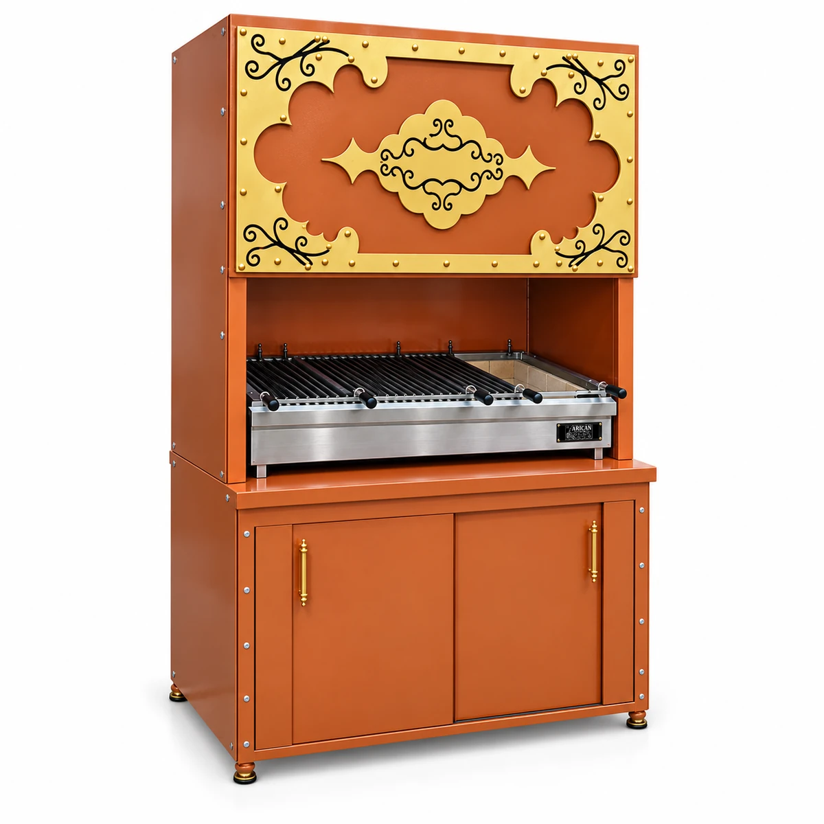 Decorative charcoal kebab grill with cabinet · 100 cm