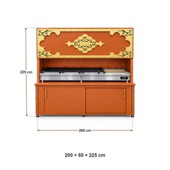 Decorative charcoal kebab grill with cabinet · 200 cm — Dimensions