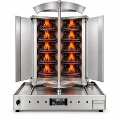 V-type gas & lava-stone doner machine · 5+5 burners · Stainless steel — ARC LDV006