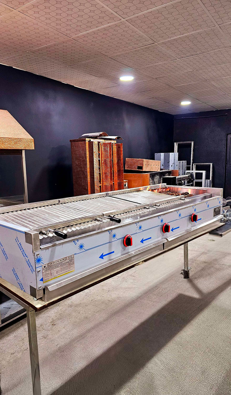 Miniature : Gril à kebab industriel à gaz et pierre de lave 200 cm