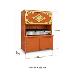 Decorative charcoal kebab grill with cabinet · 150 cm — Dimensions