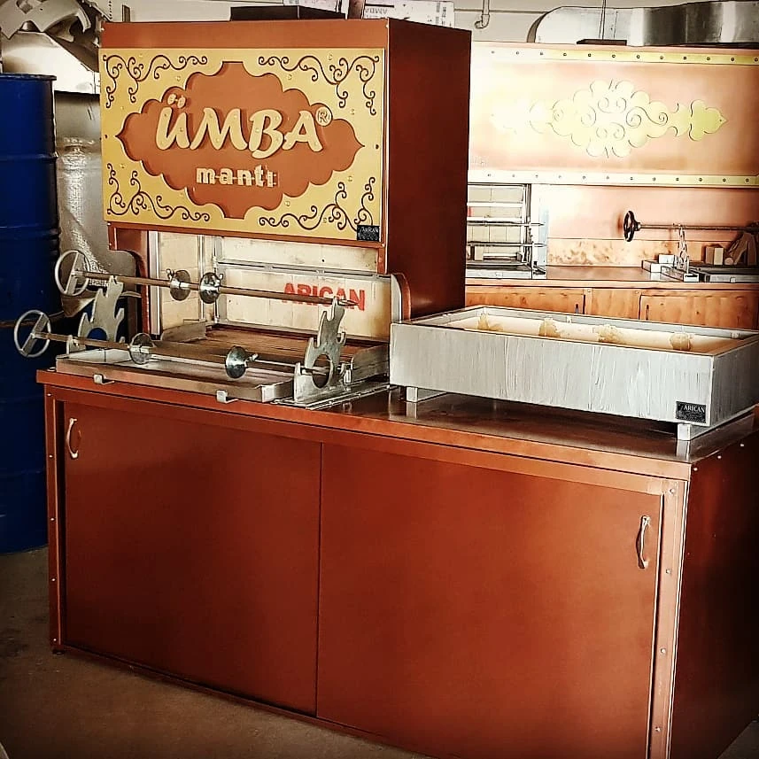 Wood-fired cağ kebab machines · Copper-look finish · 200 cm — AG-174 · 1