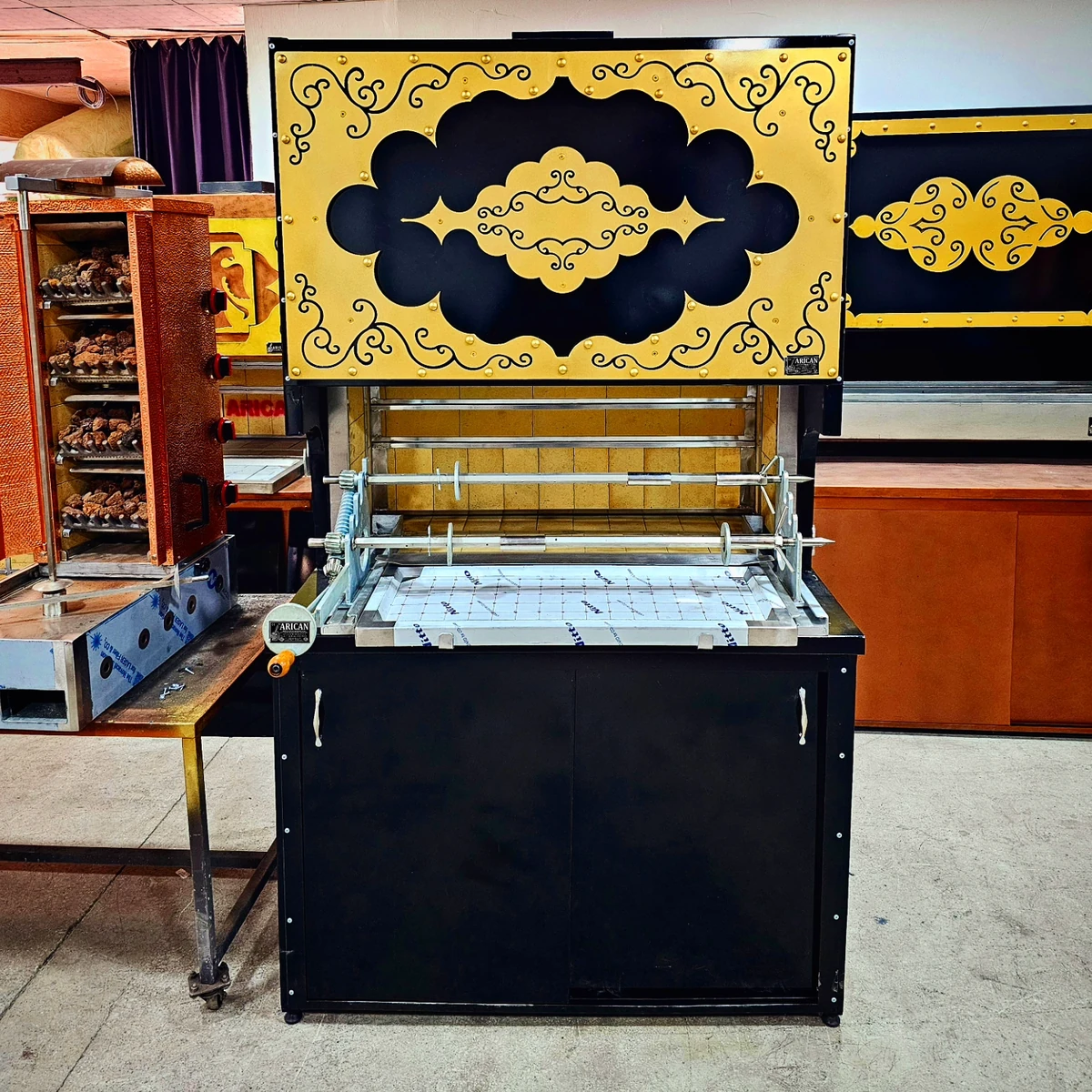 Wood-fired cağ kebab machines · Black metal · 125 cm — AG-439 · 1