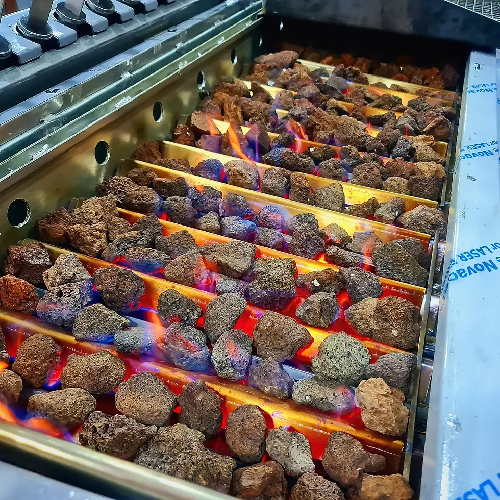Miniature : Brochettes à rotation automatique, grill à gaz et à pierres de lave pour kebab