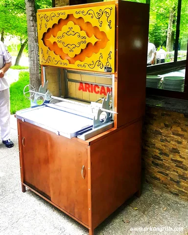 Wood-fired cağ kebab machines · Copper-look finish · Custom design examples — AG-380 · 3