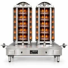 Doppel-Dönergrill mit Gas und Lavasteinen · 5+5 Brenner · Edelstahl — ARC LDD006