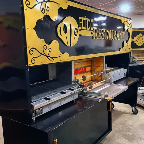 Wood-fired cağ kebab machines · Black metal · 300 cm — AG-284 · 2