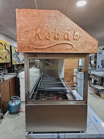 Gas & lava rock kebab grill · Copper cladding, With extraction hood, Glass-front configuration — AG-415 · 10