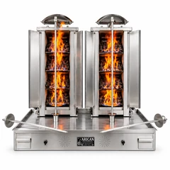 Doppel-Dönergrill mit Gas und Lavasteinen · 4+4 Brenner · Edelstahl — ARC LDD004