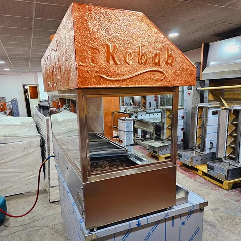Gas & lava rock kebab grill · Copper cladding, With extraction hood, Glass-front configuration — AG-415 · 11