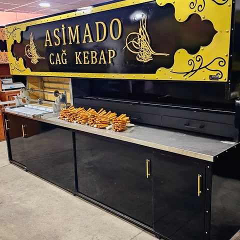 Machines à cağ kebab au bois · Métal noir · 350 cm — AG-408 · 2