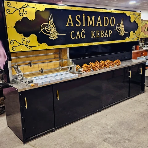Machines à cağ kebab au bois · Métal noir · 350 cm — AG-408 · 1