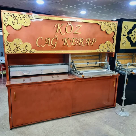 Holzbefeuerte Cağ-Kebab-Grills · Kupferoptik · 250 cm — AG-167 · 2