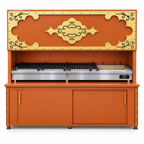 Decorative charcoal kebab grill with cabinet · 200 cm