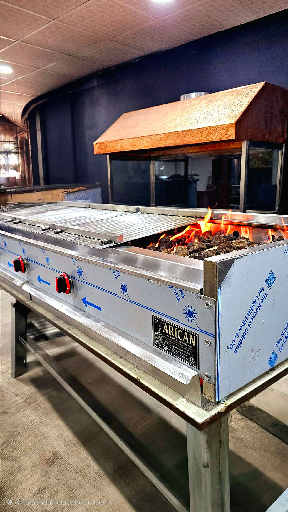 Miniature : Gril à kebab industriel à gaz et pierre de lave 200 cm