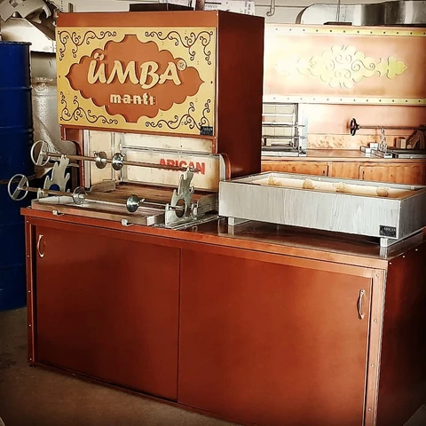 Wood-fired cağ kebab machines · Copper-look finish · 200 cm — AG-174 · 1