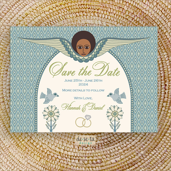 Thumbnail: Lovebirds in Paradise, Lt Blue/Sage - Invitation Suite