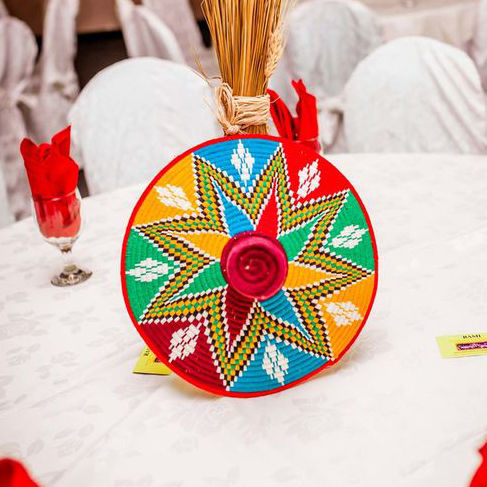 Thumbnail: Geometric Mesob African Basket Pattern Silk Scarf