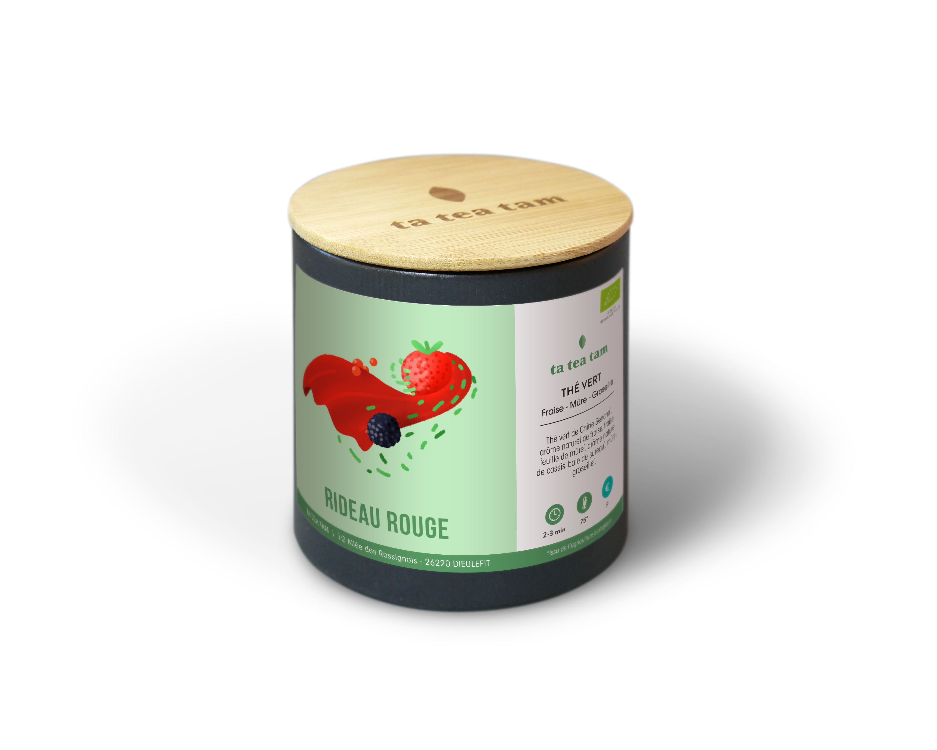 RIDEAU ROUGE - BIO - Thé vert Fraise - Mûre - Groseille