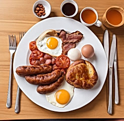 An English breakfast does not contain much English food