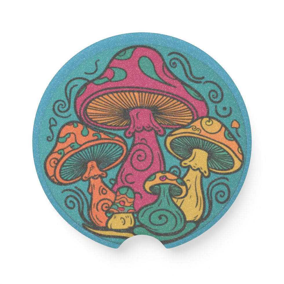 Thumbnail: Mushrooms  Soapstone Car Coaster 