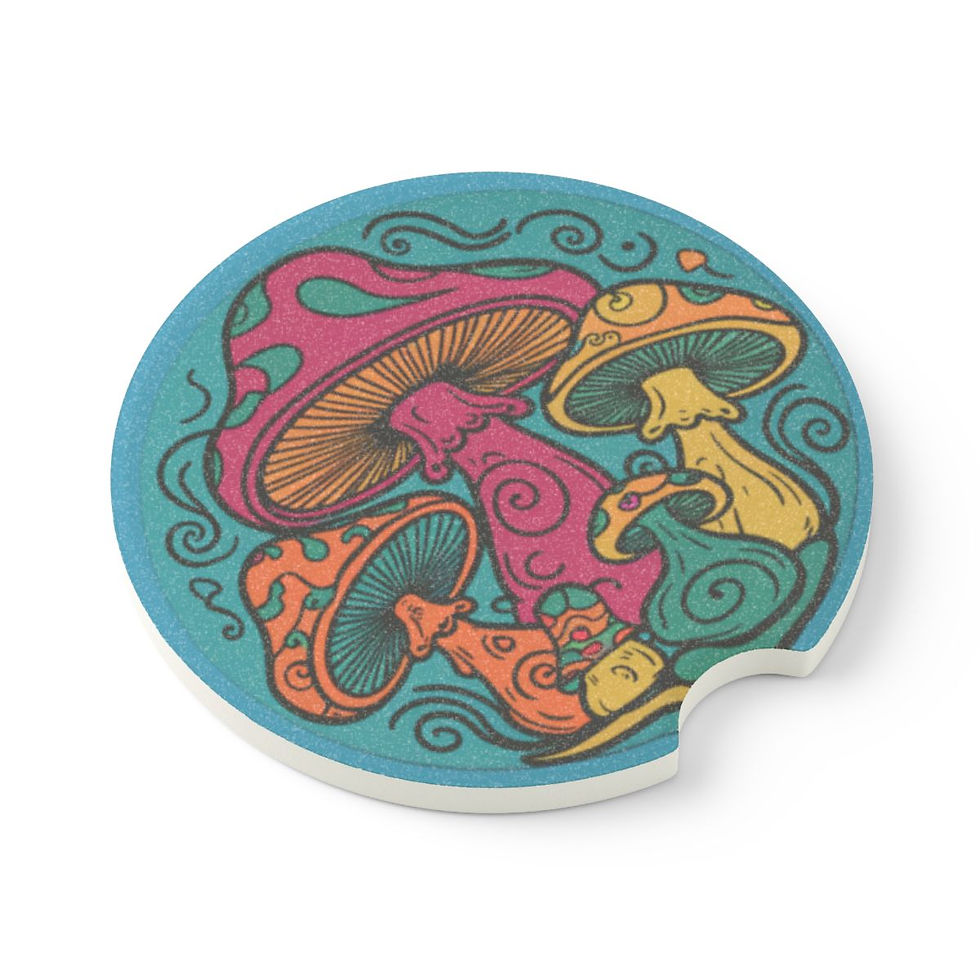Thumbnail: Mushrooms  Soapstone Car Coaster 