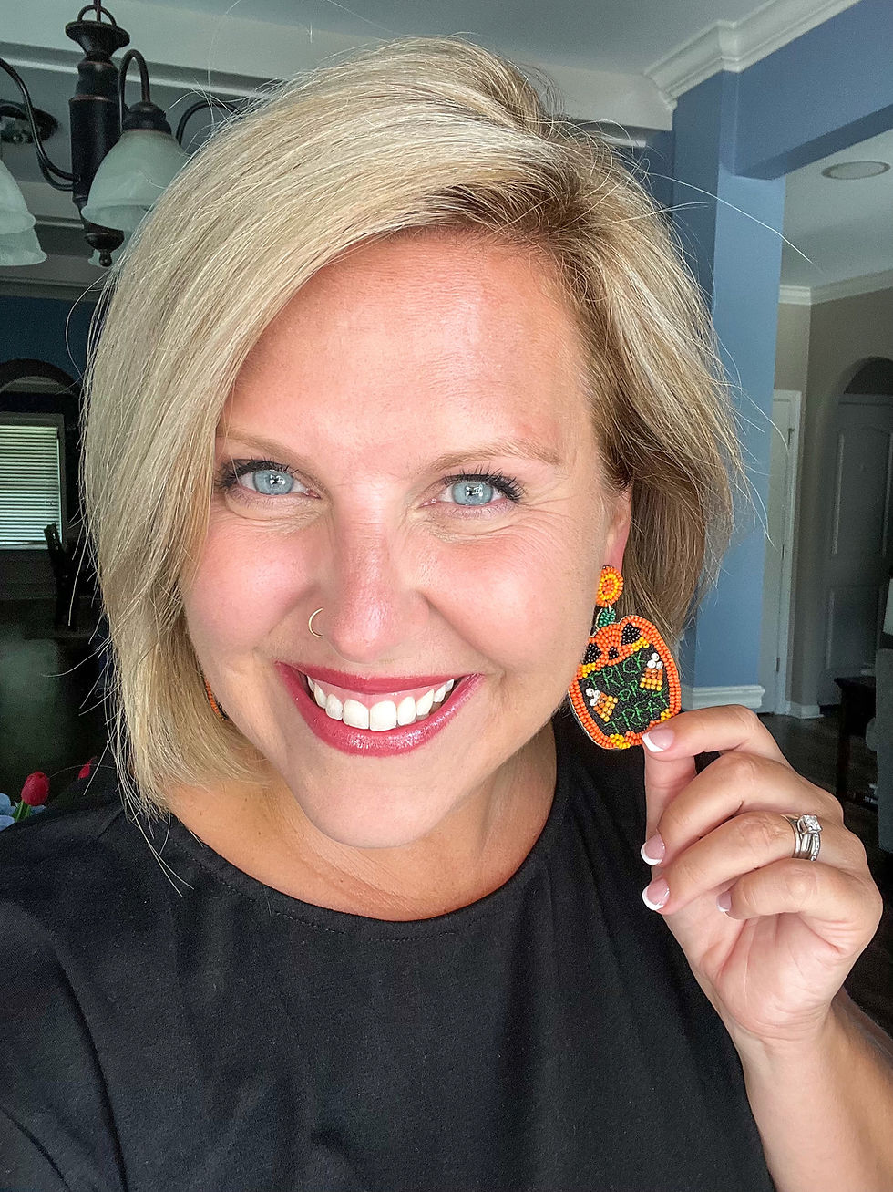 Thumbnail: Trick or Treat Jack-o-Lantern Beaded Earrings