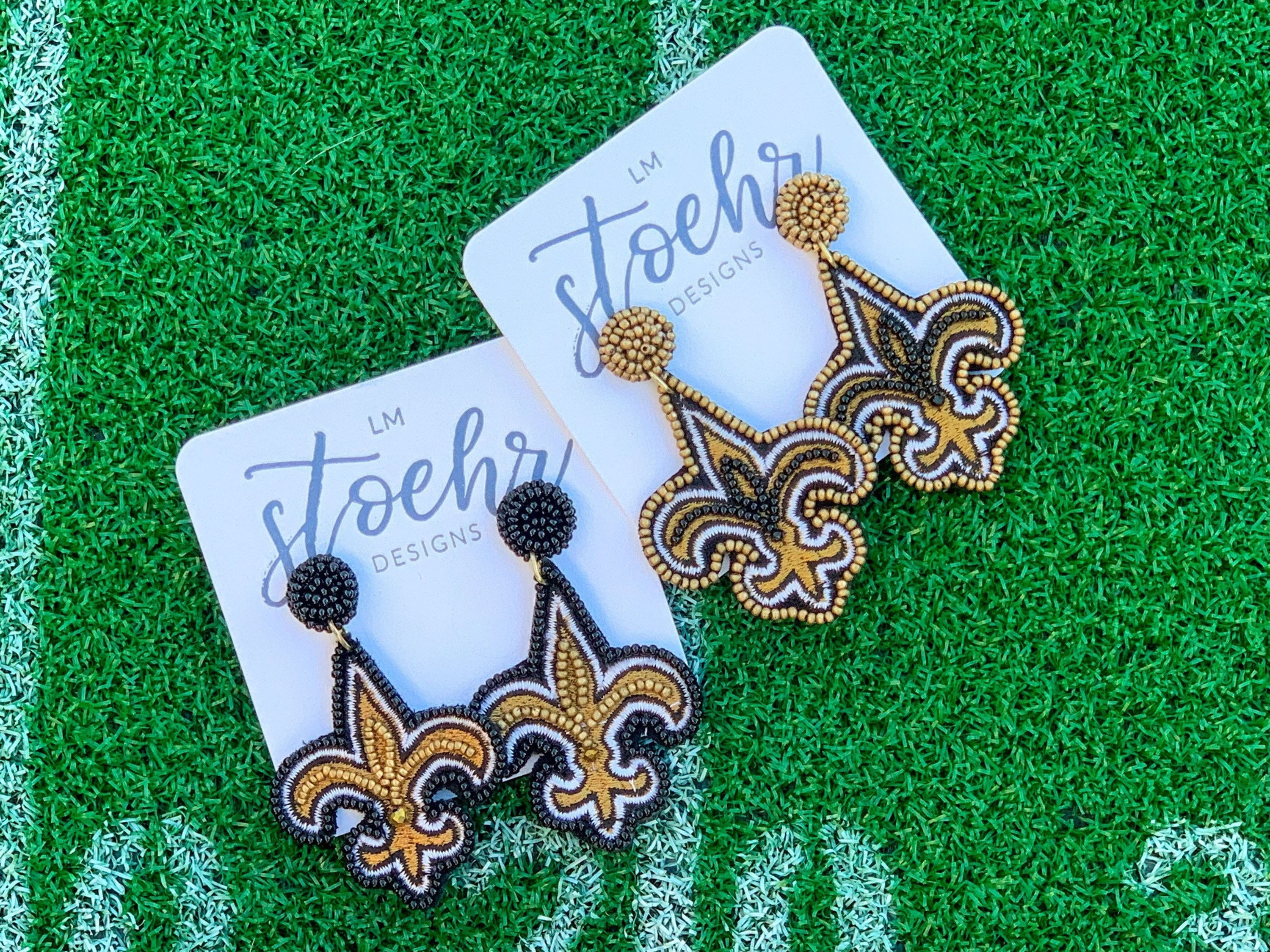 Fleur de Lis Beaded Earrings