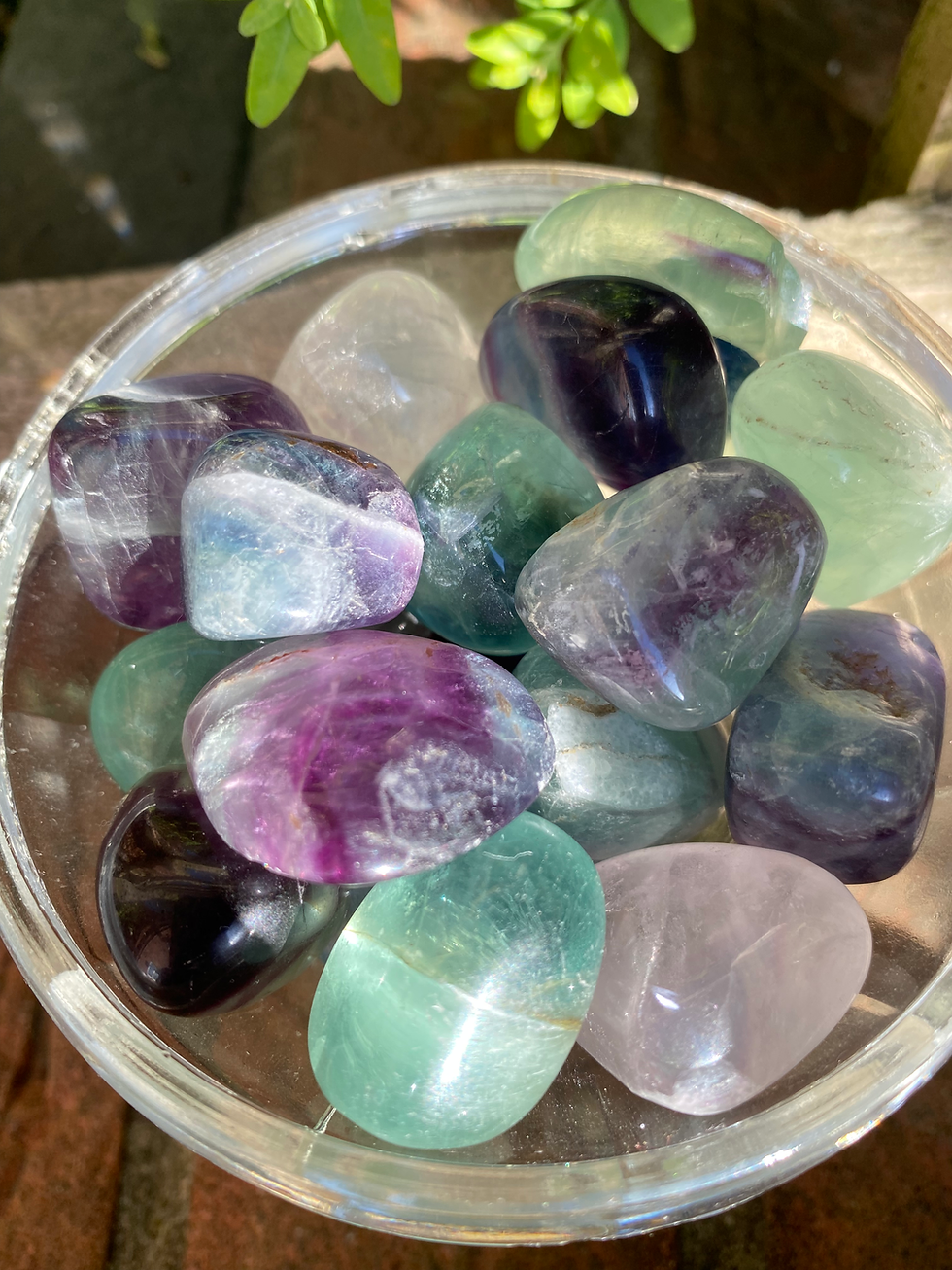 Thumbnail: 2 fluorite tumbled stones / medium