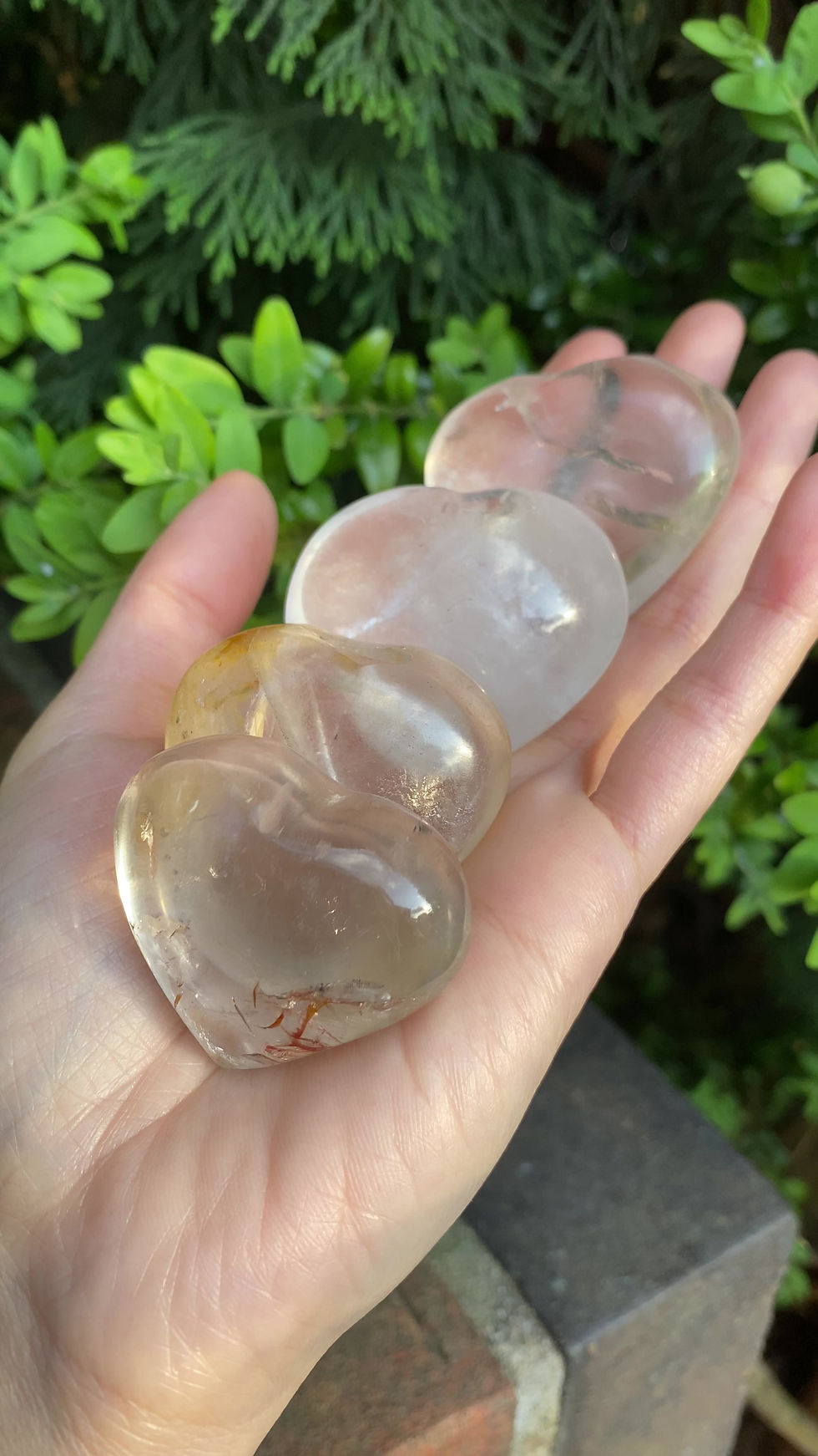 Thumbnail: 4 smoky heart quartz stones / medium