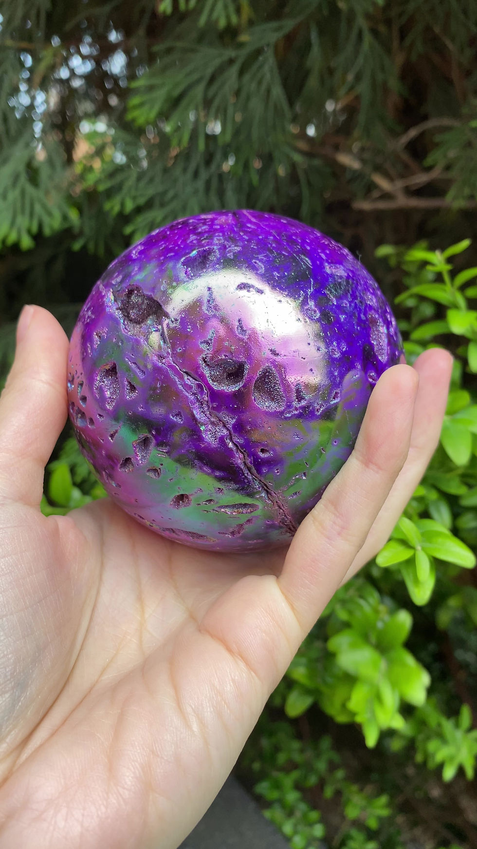 Thumbnail: Purple Aura sphalerite sphere / 79mm / 636g