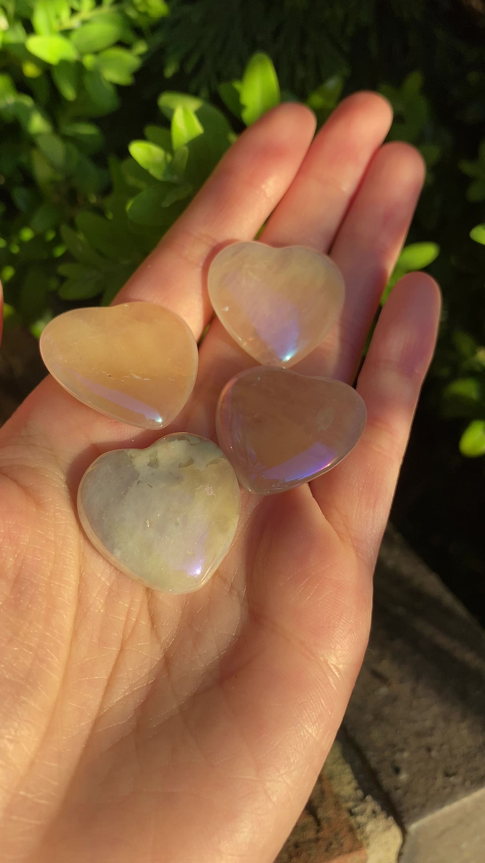 Thumbnail: 4 rose pink aura heart stones