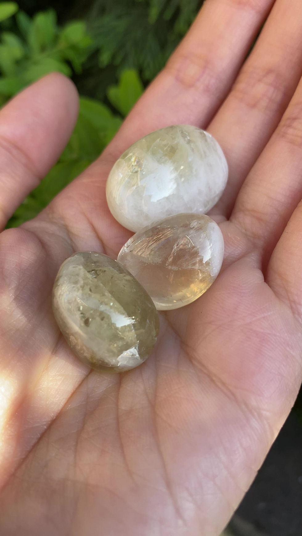 Thumbnail: 3 yellow citrine tumbled stones / medium