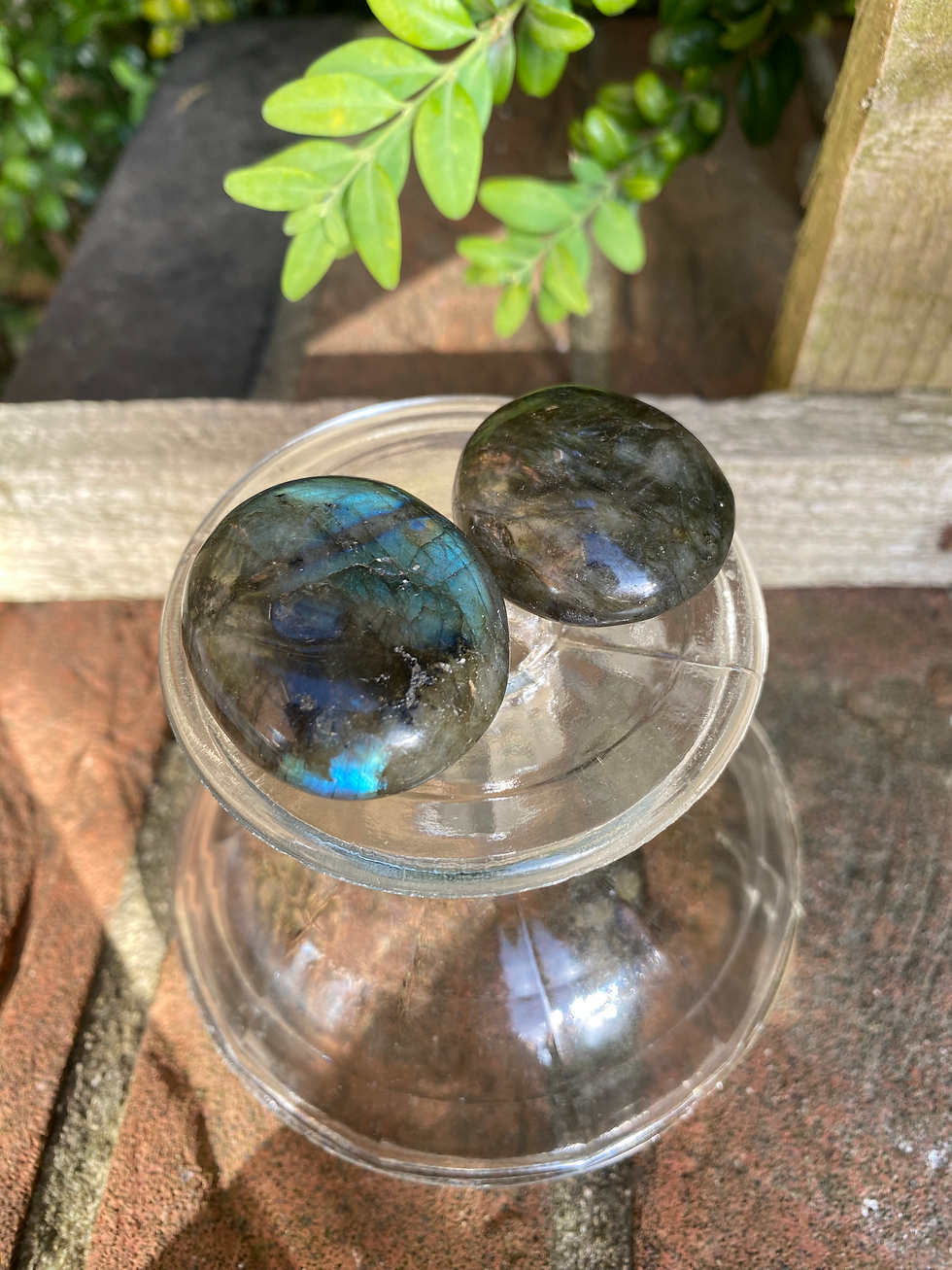 Thumbnail: 2 labradorite tumbled stones / small