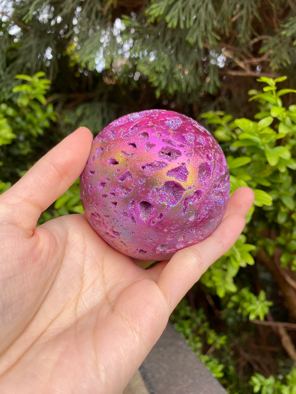 Thumbnail: Purple Aura sphalerite sphere / 69mm / 380g