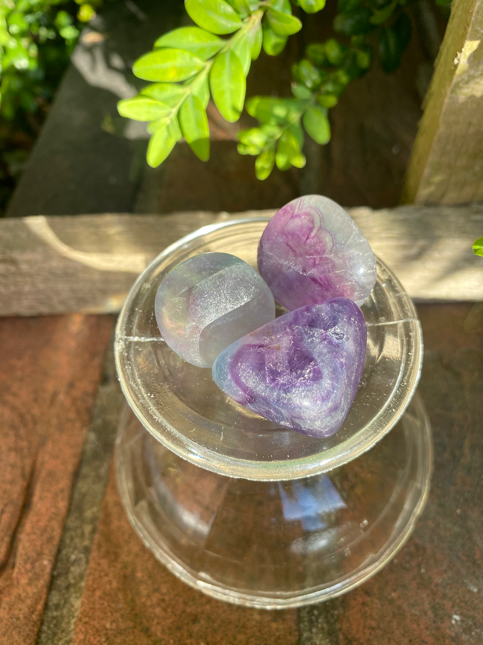 Thumbnail: 3 fluorite tumbled stones / medium