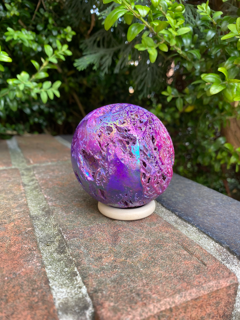 Thumbnail: Purple Aura sphalerite sphere / 66mm / 340g
